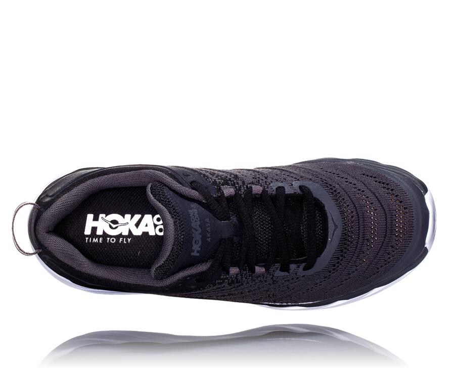 Hoka One One Running Shoes Mens Black/White - Akasa - 76214USIX